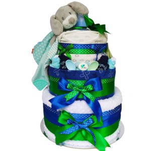 BabyTorta trojposchodová plienková torta pre bábätko zeleno modrá  + VIDEO