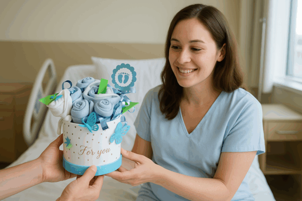 BabyTorta plienková kytice pre bábätko MODRÁ (video) - Image 2