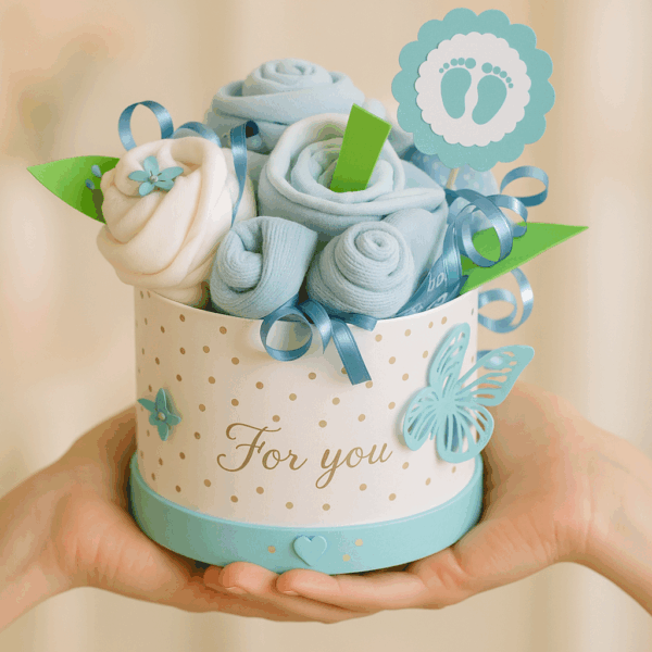 BabyTorta plienková kytice pre bábätko MODRÁ (video) - Image 3