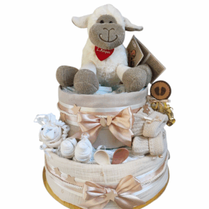 BabyTorta dvojposchodová plienková torta pre bábätko neutral OVEČKA