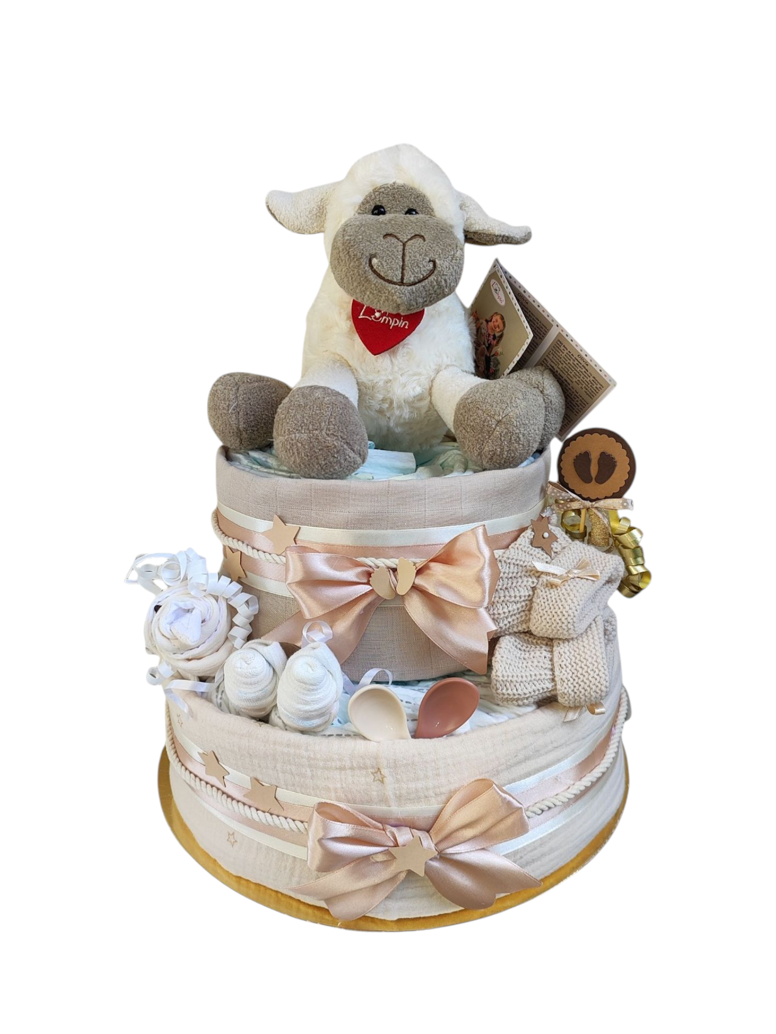BabyTorta dvojposchodová plienková torta pre bábätko neutral OVEČKA