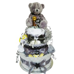 BabyTorta sivá neutrálna trojposchodová plienková torta pre bábätko PREMIUM + VIDEO!
