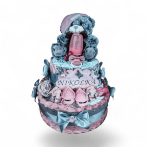 BabyTorta ružova dvojposchodová plienková torta pre bábätko (video)