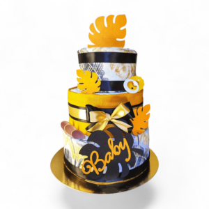 BabyTorta trojposchodová plienková torta pre bábätko oranžový list