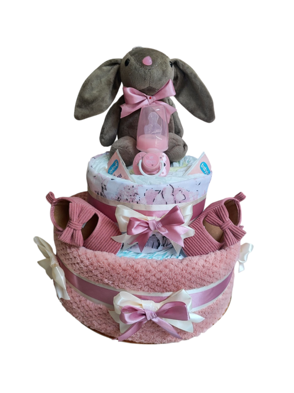 BabyTorta ružova dvojposchodová plienková torta pre bábätko (video)