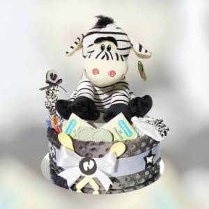 BabyTorta – jednoposchodová plienková torta Zebra neutrálna (video)