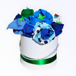 BabyTorta – textilná kytica k narodeniu bábätka XL modrá (video)