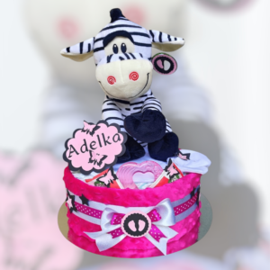 BabyTorta jednoposchodová plienková torta ružova ZEBRA (video)