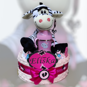 BabyTorta jednoposchodová plienková torta ružova ZEBRA (video)