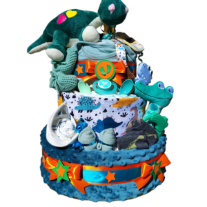 BabyTorta trojposchodová plienková torta pre bábätko DINO + VIDEO