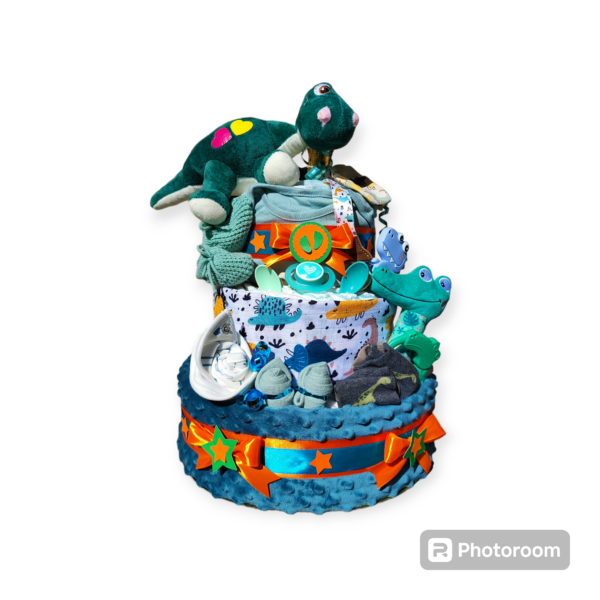 BabyTorta trojposchodová plienková torta pre bábätko DINO + VIDEO - Image 9