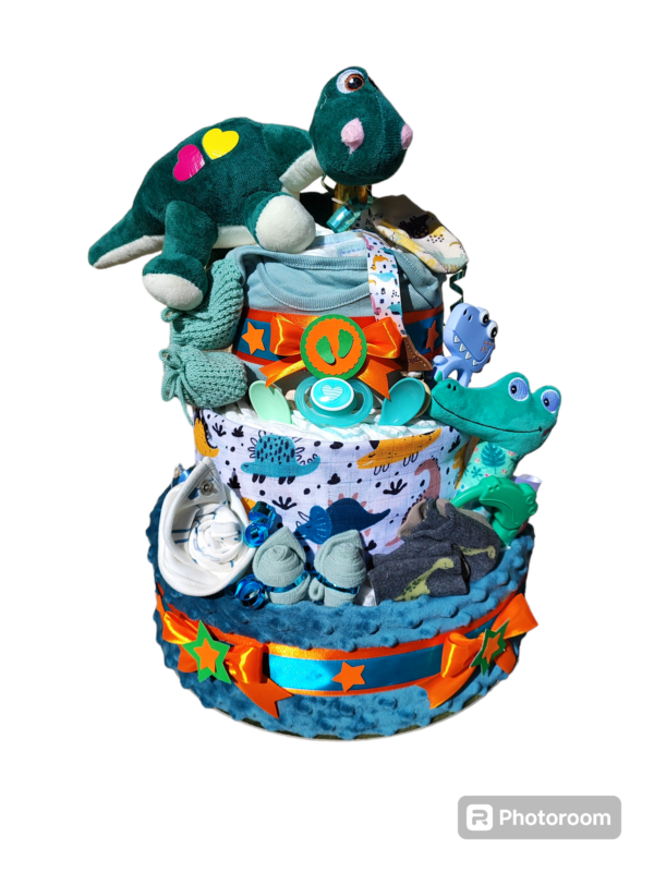 BabyTorta trojposchodová plienková torta pre bábätko DINO + VIDEO - Image 8