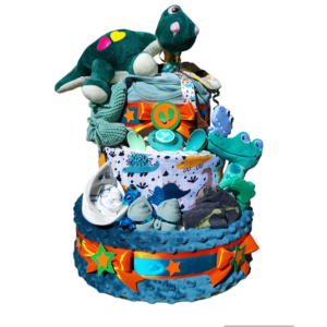 BabyTorta trojposchodová plienková torta pre bábätko DINO + VIDEO