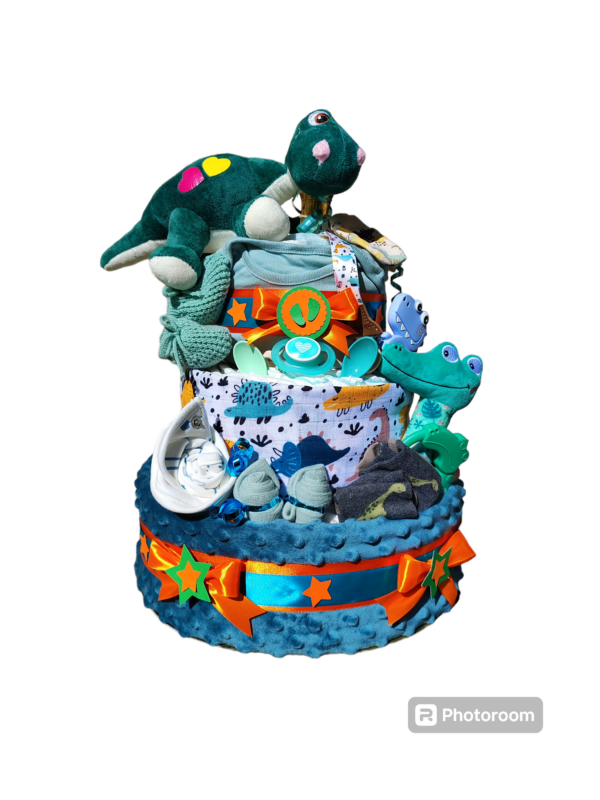 BabyTorta trojposchodová plienková torta pre bábätko DINO + VIDEO