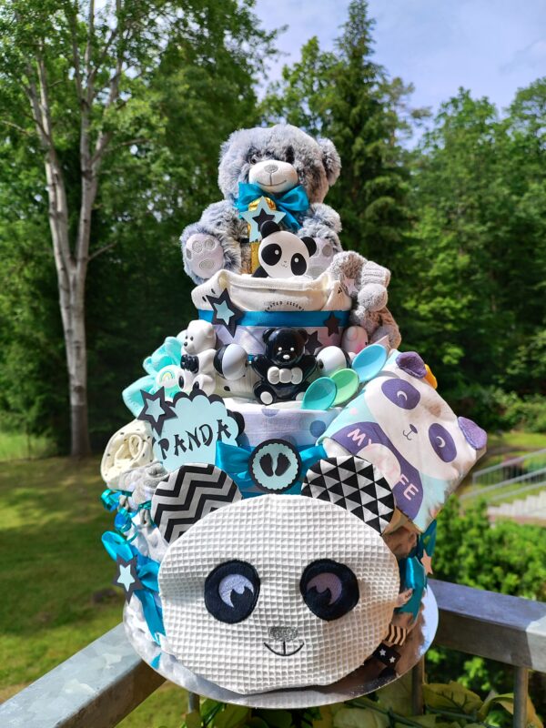 BabyTorta trojposchodová plienková torta pre bábätko PANDA + VIDEO - Image 2