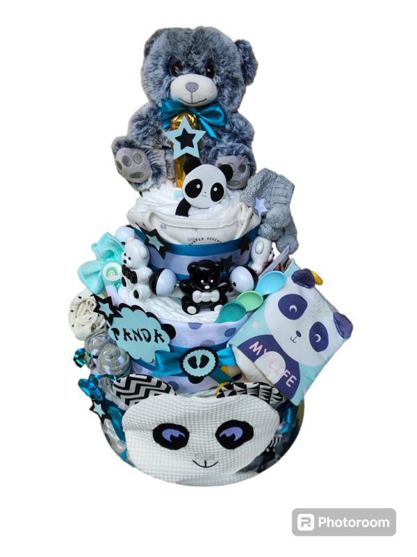 BabyTorta trojposchodová plienková torta pre bábätko PANDA + VIDEO - Image 4