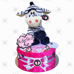BabyTorta jednoposchodová plienková torta ružova ZEBRA (video)