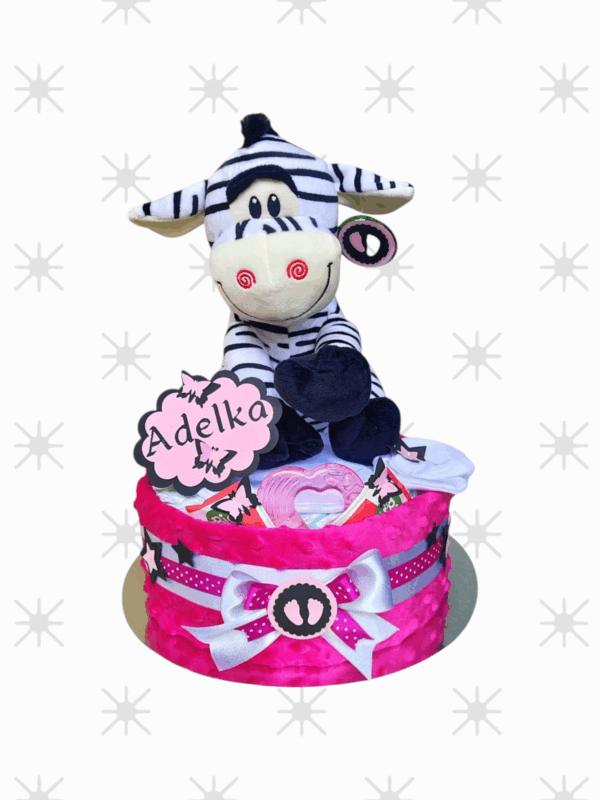 BabyTorta jednoposchodová plienková torta ružova ZEBRA (video)