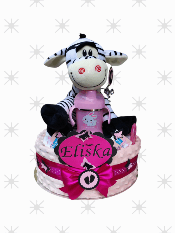 BabyTorta jednoposchodová plienková torta ružova ZEBRA (video)