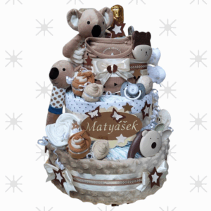 BabyTorta trojposchodová plienková torta pre bábätko KOALA (video)
