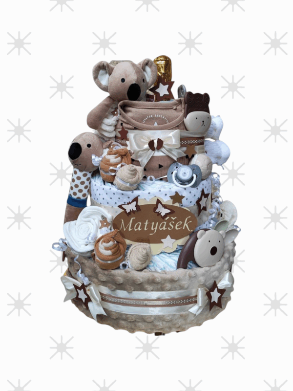 BabyTorta trojposchodová plienková torta pre bábätko KOALA (video)
