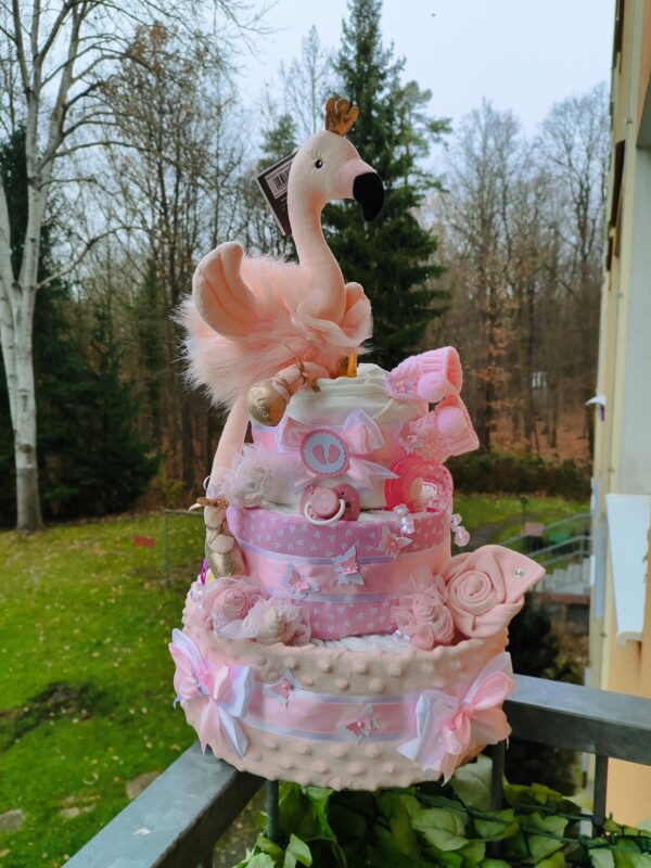 BabyDort ružová plienková torta pre bábätko PREMIUM little princess - VIDEO - Image 5