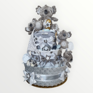 BabyTorta trojposchodová plienková torta pre bábätko sivá KOALÍ ROIDNKA  (video)