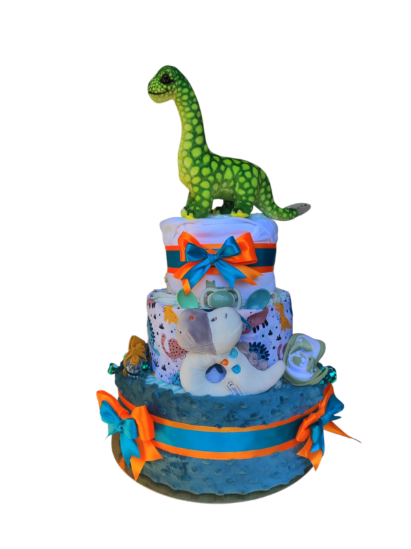 BabyTorta trojposchodová plienková torta pre bábätko DINO + VIDEO - Image 4