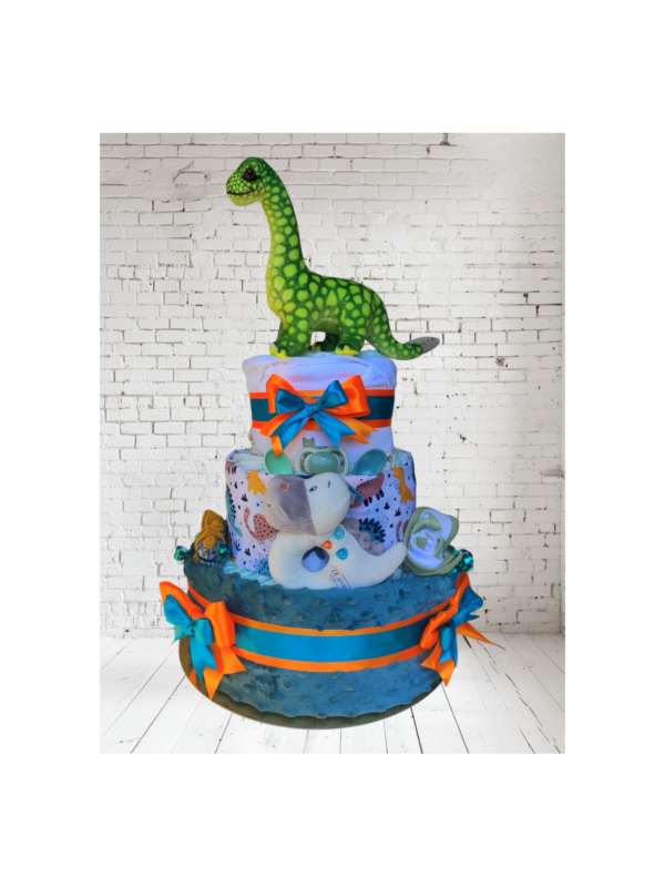 BabyTorta trojposchodová plienková torta pre bábätko DINO + VIDEO