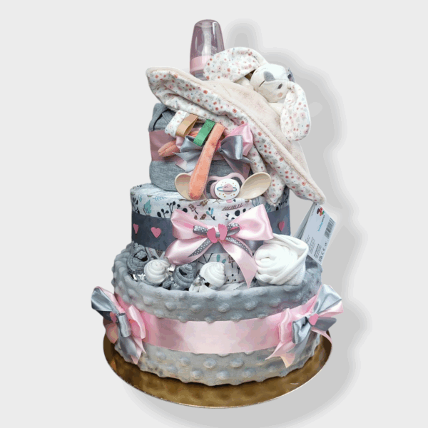 BabyTorta trojposchodová plienková torta pre bábätko ružový MOJKÁČIK