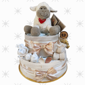 BabyTorta dvojposchodová plienková torta pre bábätko neutral OVEČKA