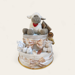 BabyTorta dvojposchodová plienková torta pre bábätko neutral OVEČKA