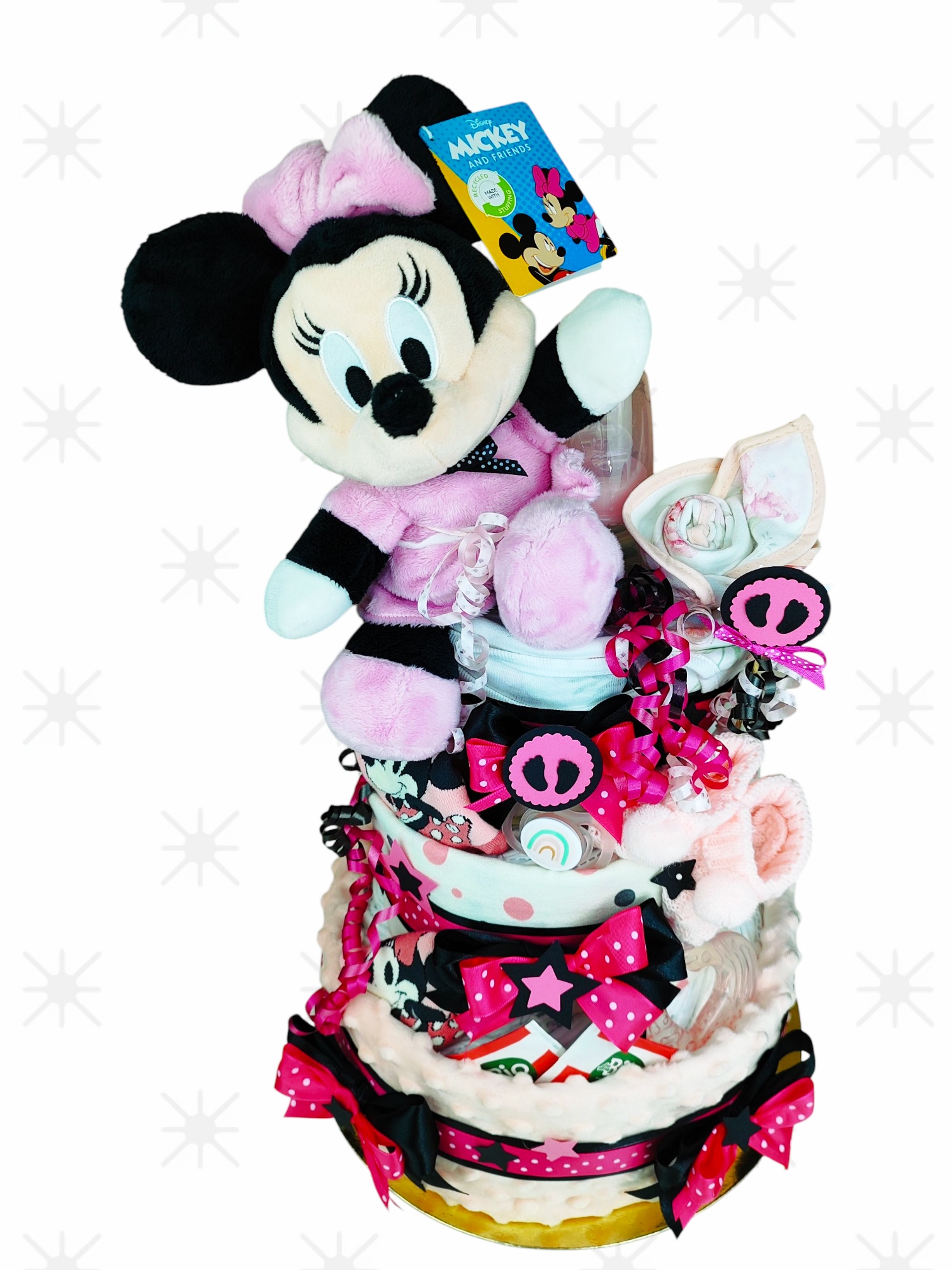 BabyDort malinová plienková torta pre bábätko MINNIE MOUSE edition (video) – Obrázok 7
