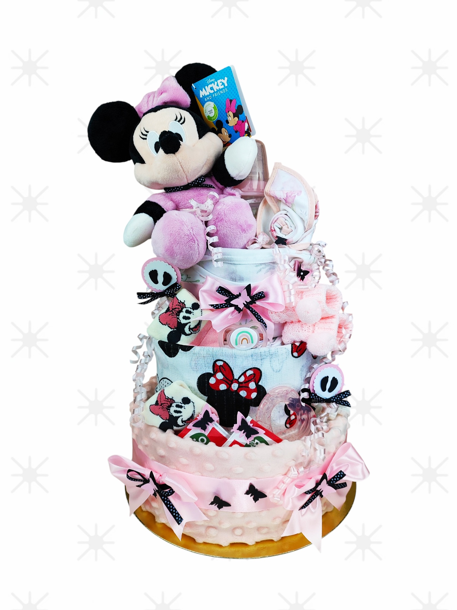 BabyDort ružová plienková torta pre bábätko MINNIE MOUSE edition (video) – Obrázok 3