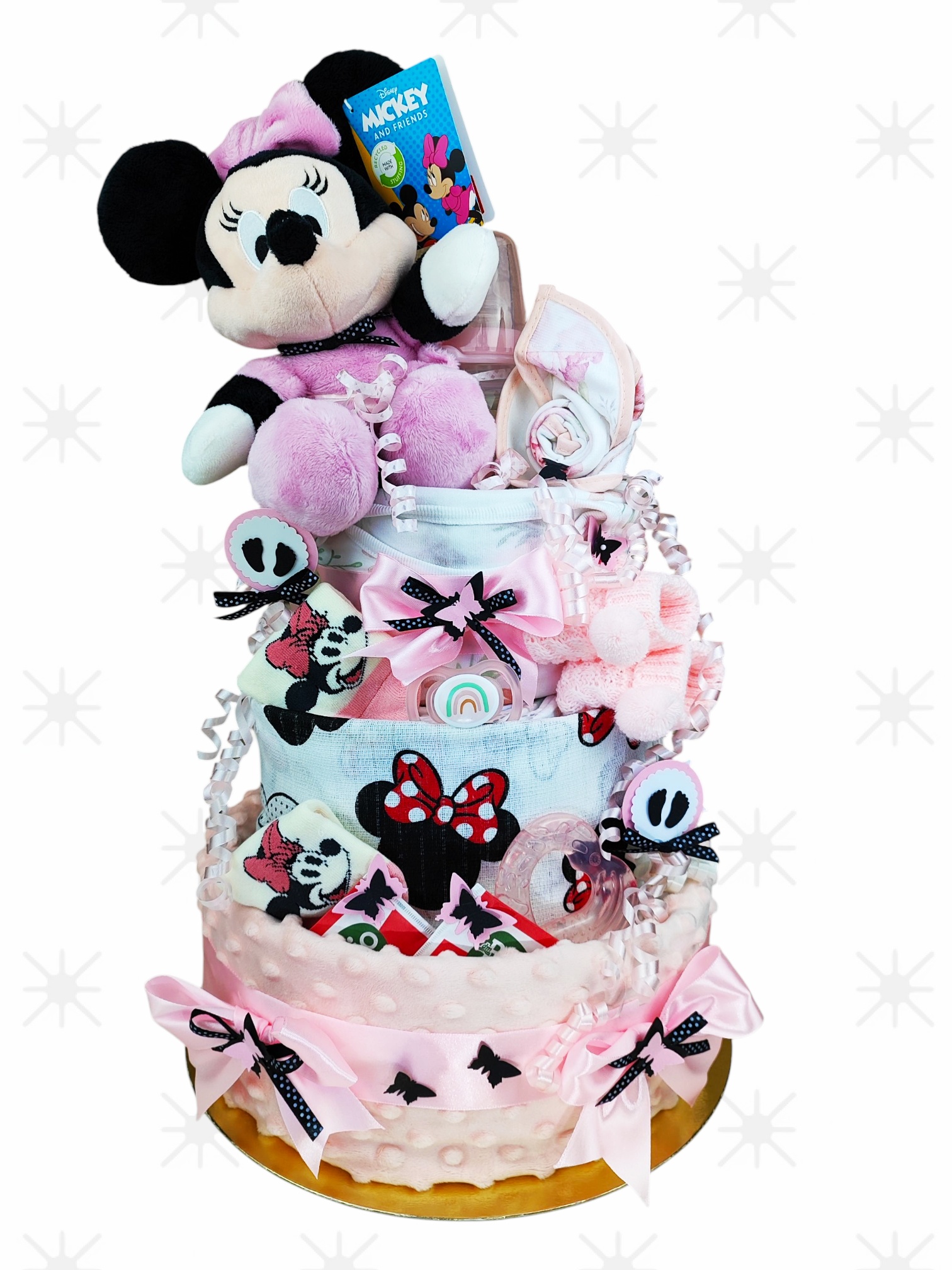 BabyDort ružová plienková torta pre bábätko MINNIE MOUSE edition (video) – Obrázok 5