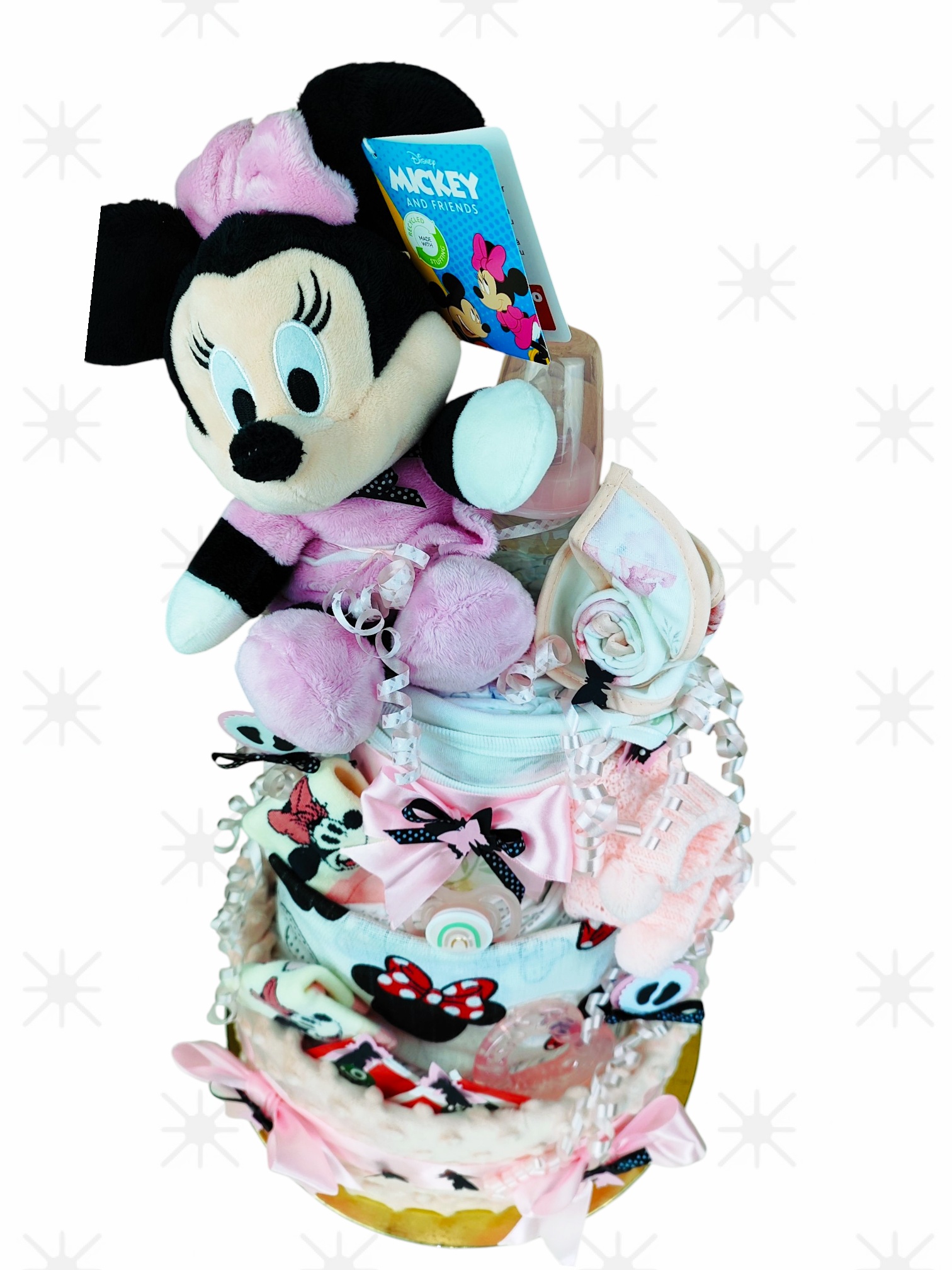 BabyDort ružová plienková torta pre bábätko MINNIE MOUSE edition (video) – Obrázok 4