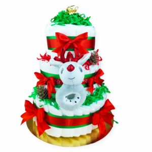 BabyTorta trojposchodová plienková torta pre bábätko VIANOČNÁ economy (video)