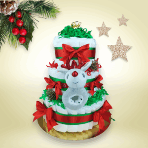 BabyTorta trojposchodová plienková torta pre bábätko VIANOČNÁ economy (video)