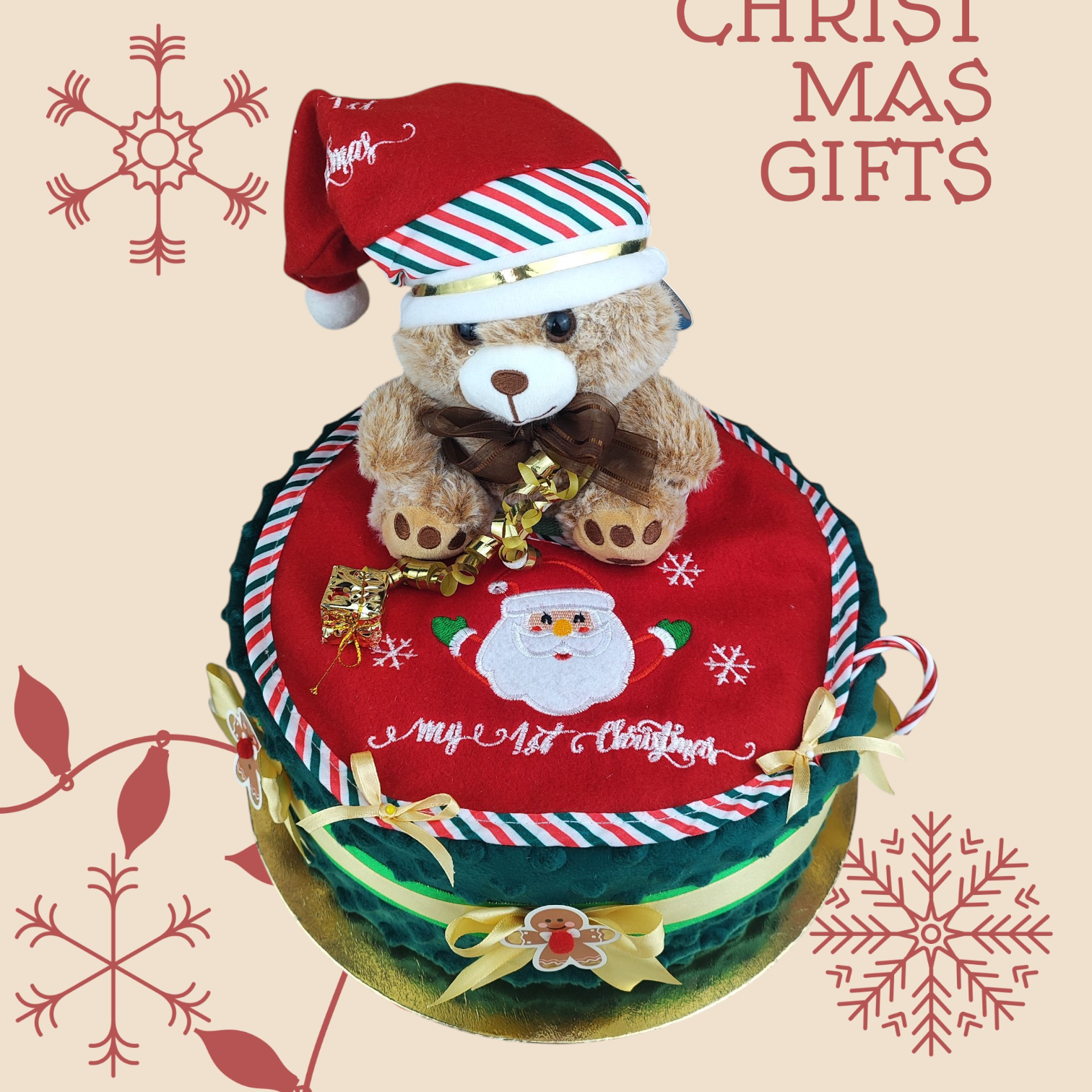 BabyTorta jednoposchodová plienková torta pre bábätko VIANOČNÁ (video) - Image 2