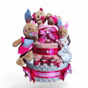 BabyTorta plienková torta pre bábätko RUŽOVÝ ZAJAČIK (video)