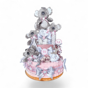BabyTorta trojposchodová plienková torta pre bábätko KOALA ružová
