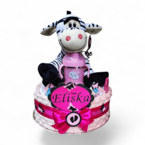 BabyTorta jednoposchodová plienková torta ružova ZEBRA (video)