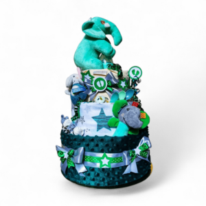 BabyTorta trojposchodová plienková torta pre bábätko zelený SLONÍK (video)