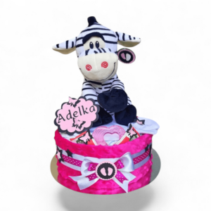 BabyTorta jednoposchodová plienková torta ružova ZEBRA (video)