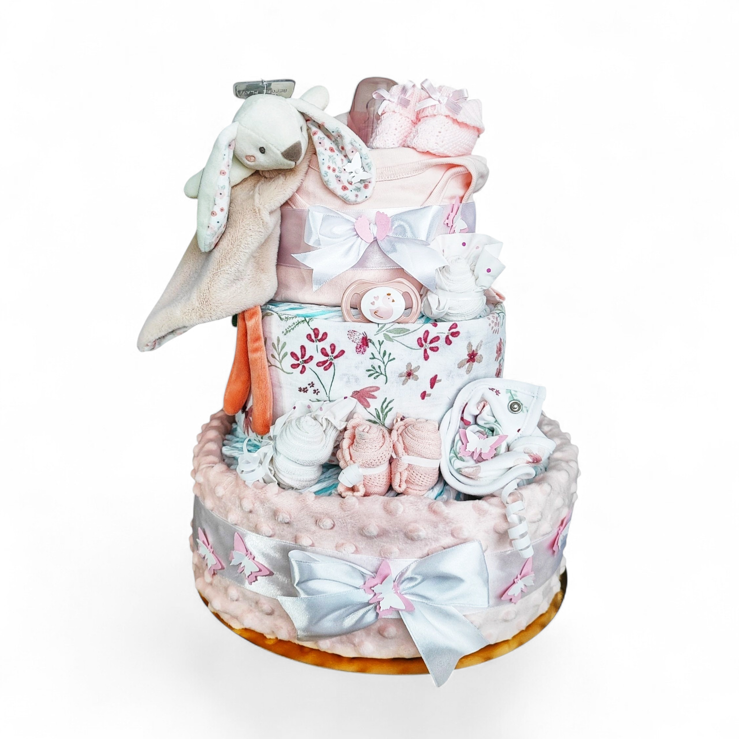 BabyTorta trojposchodová plienková torta pre dievčatko ZAJAČIK ZASPÁVAČIK