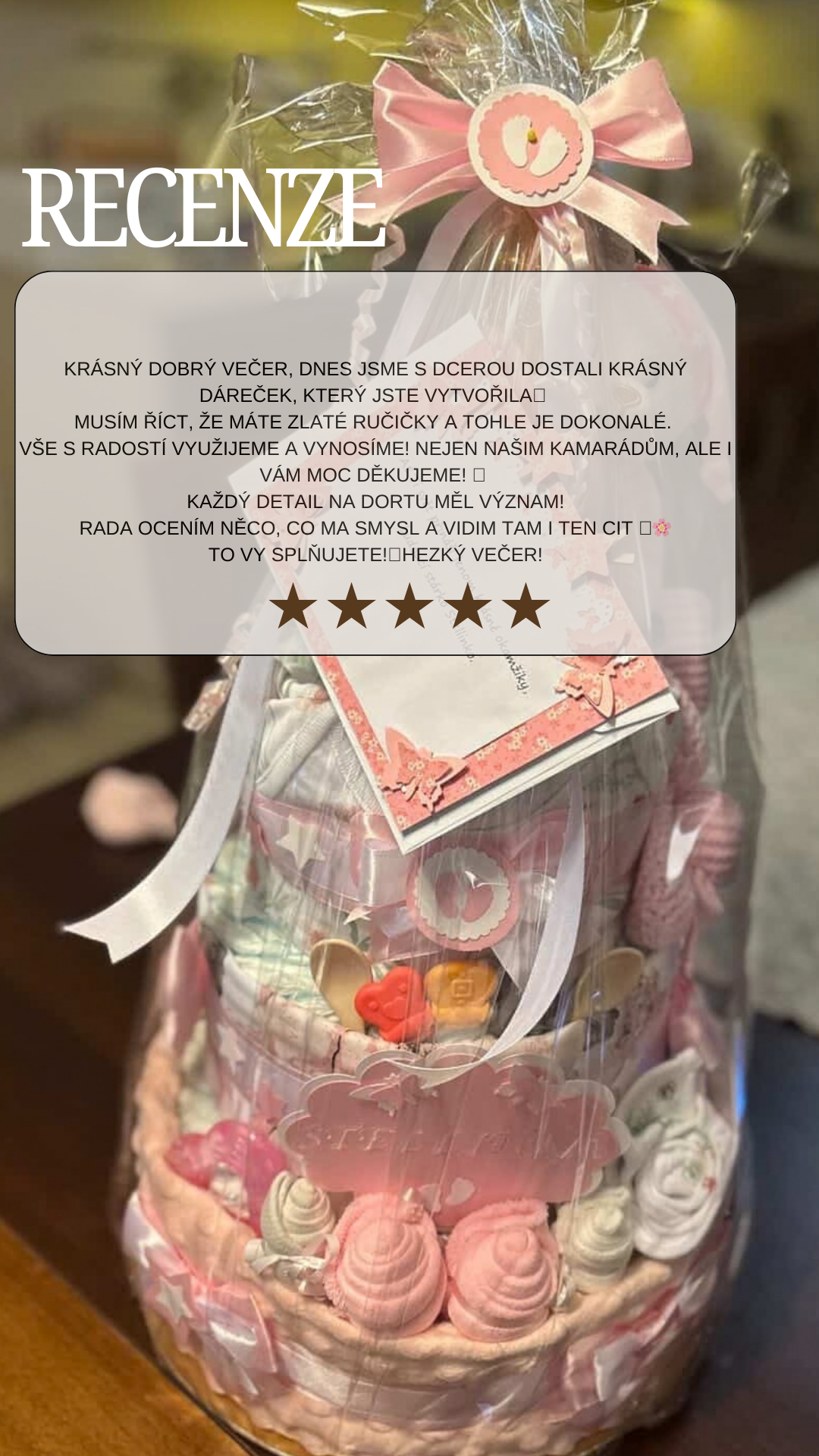 BabyTorta plienková torta pre bábätko ružový MEDVEDÍK S HRKÁLKOU (video) – Obrázok 8