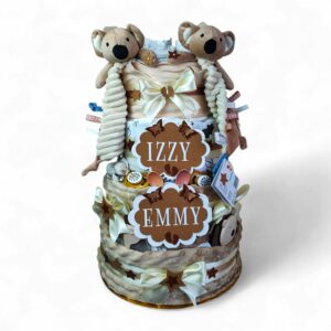 BabyTorta štvorposchodová plienková torta pre bábätko KOALA pre DVOJIČKY (video) (video)