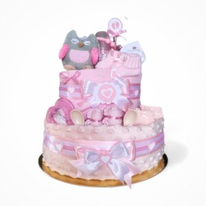 BabyTorta dvojposchodová plienková torta pre bábätko ružová SOVIČKA