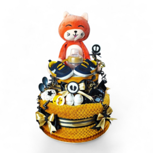 BabyTorta dvojposchodová plienková torta pre bábätko oranžová MAČIČKA