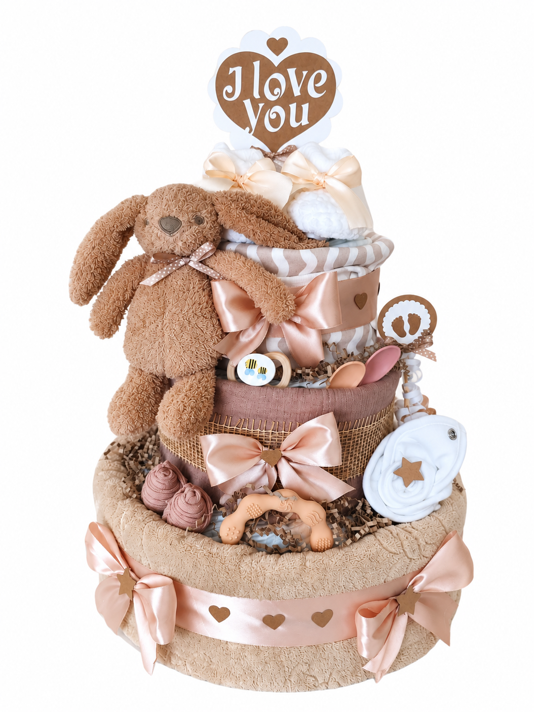 BabyTorta trojposchodová plienková torta pre bábätko NAUTRAL LOVE – Obrázok 2